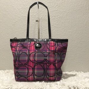 COPY - Coach Poppy Purple Plaid Shoulder Bag EUC with matching Coach boots size…